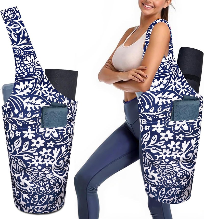 saniwu Yoga Mat Bag Carrier for Women with Side Large Pocket Durable Linen Workout Gym Travel Storage Pilates Mats - Image 1